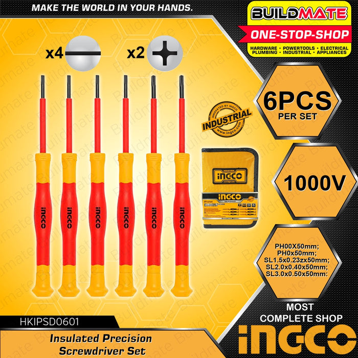 INGCO 6 PCS/SET Insulated Precision Screwdriver Screw Driver Set HKISD0601 •BUILDMATE• HT2