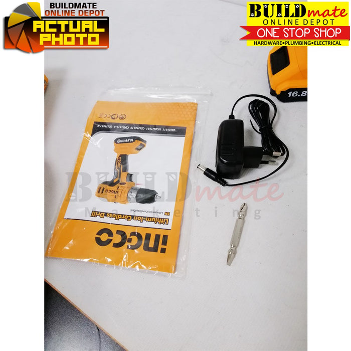 FREE GIFT! INGCO 2 Speed Li-Ion Cordless Drill 16.8V Variable Speed CDLI1611 IPT