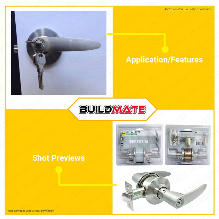 BUILDMATE Yale Essential Series Lever Set Satin Nickel Entrance Doors Function Lever Handle Lockset Security Door Knob SOLD PER SET