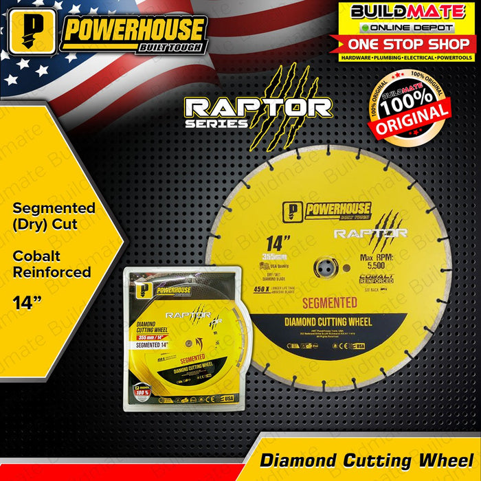 POWERHOUSE 14" RAPTOR SERIES Diamond Cutting Wheel Disc Segmented DRY Cut 14"  •BUILDMATE• PTAA