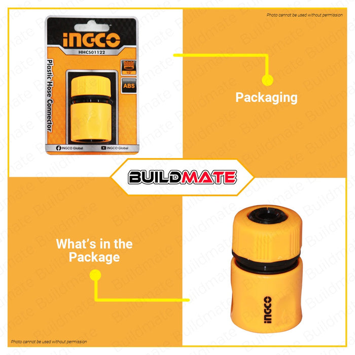 INGCO Plastic Hose Connector For Garden 1/2" ABS HHCS01122 •BUILDMATE• HT2