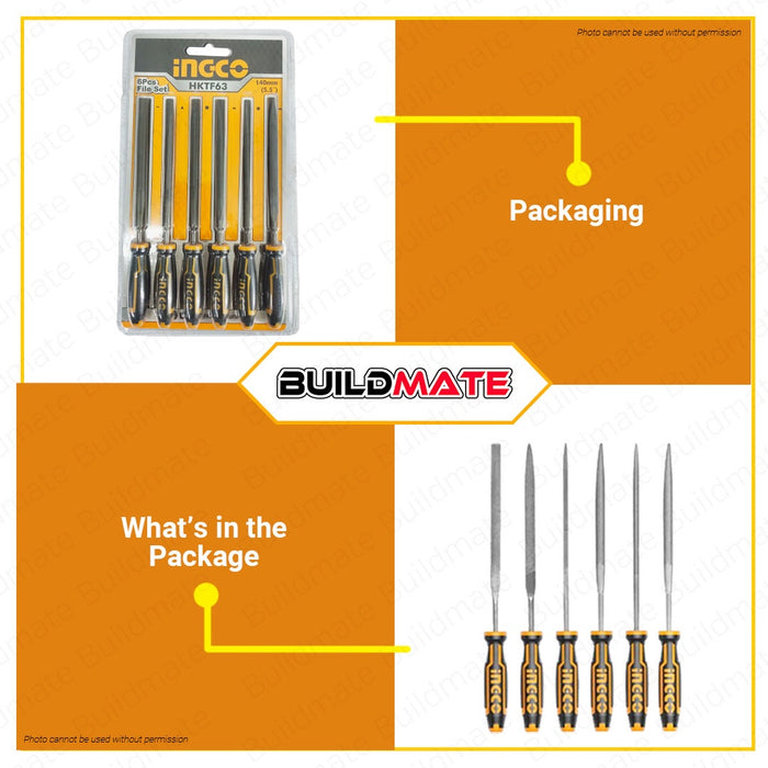 INGCO File Set Kikil 6 PCS/SET FOR WOODWORKING HKTF63 •BUILDMATE• HT2