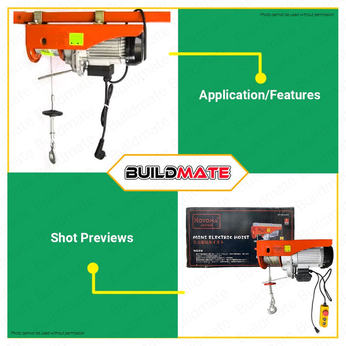 HOYOMA JAPAN Mini Electric Hoist 1600W 500/1000KG HT-MEH1000•BUILDMATE•