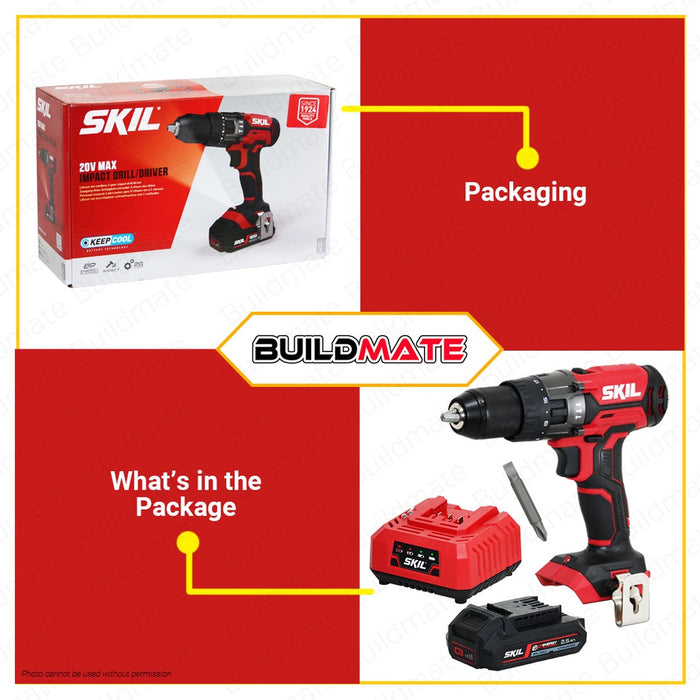 SKIL Cordless Impact Drill / Driver 20V BL with 1 pc Battery and Charger CD1E3020AA •BUILDMATE•