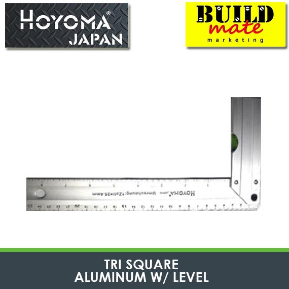 Hoyoma Tri Square Aluminum W/ Level 16"/20" •BUILDMATE• 
