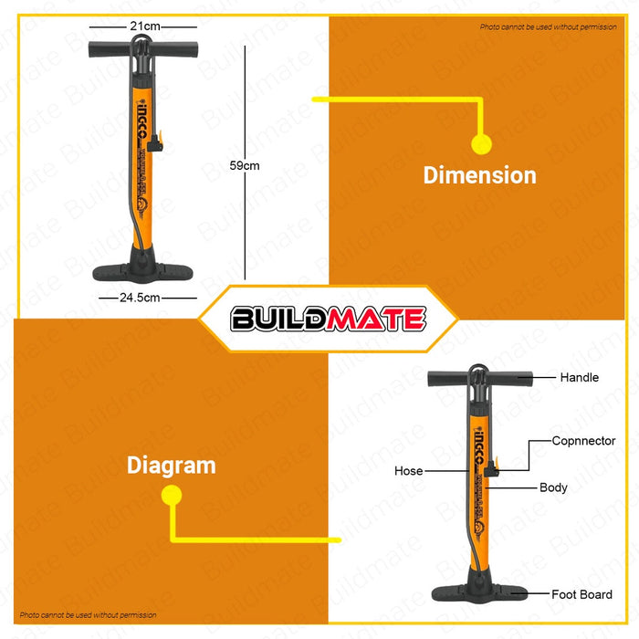 INGCO Aluminum Hand Pump For Bicycle MPP4501 •BUILDMATE• HT2