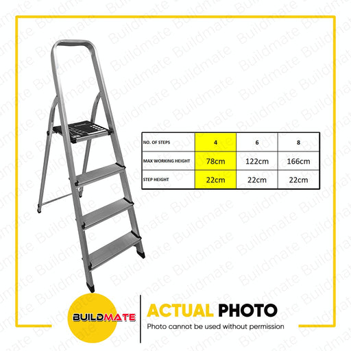 GREENFIELD 4 STEP Aluminum Home Ladder AFC0104C- 06-04-00004 •BUILDMATE•