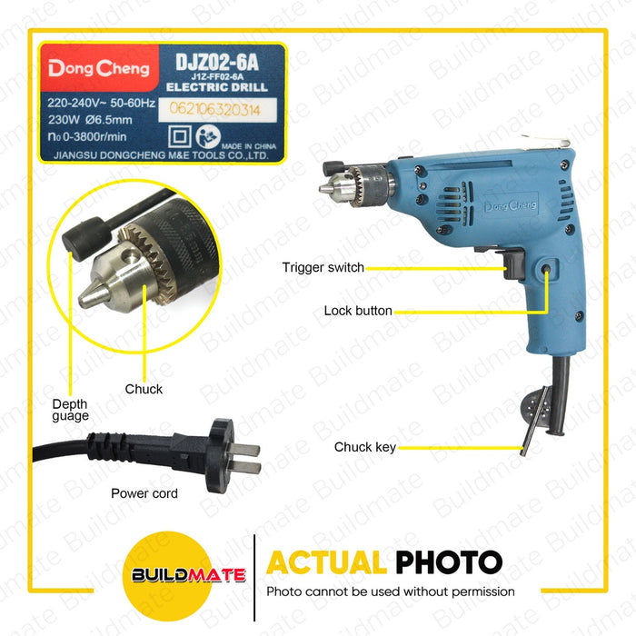 DONG CHENG Heavy Duty Electric Drill / Driver Metal Wood Plastic  230W DJZ02-6A •BUILDMATE•