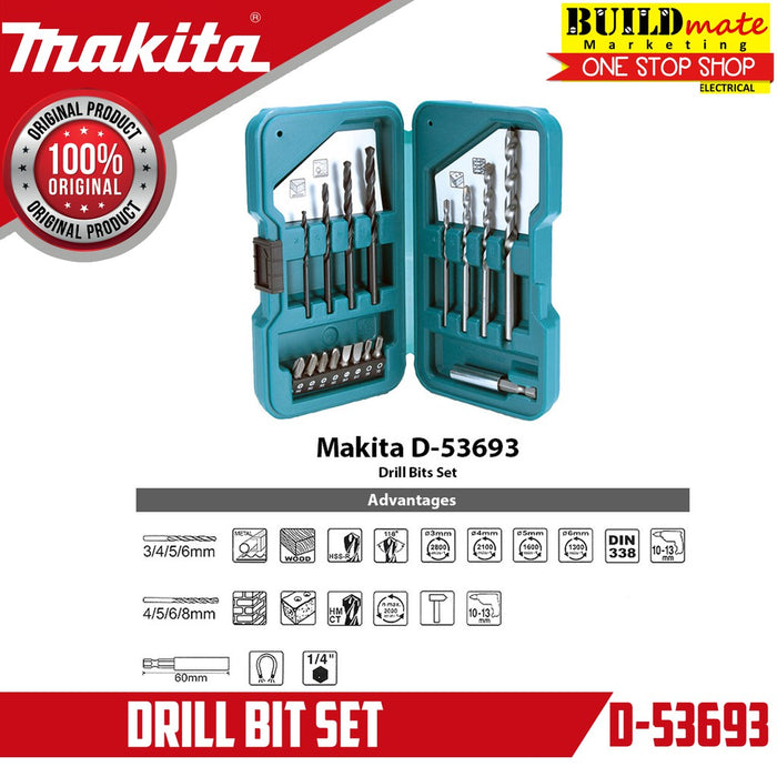 MAKITA Original Drill Bit 17PCS/SET W/Case D-53693 •BUILDMATE• 