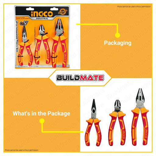 INGCO Insulated Pliers Plier Set 3 PCS/SET HIKPS28318 •BUILDMATE• HT2