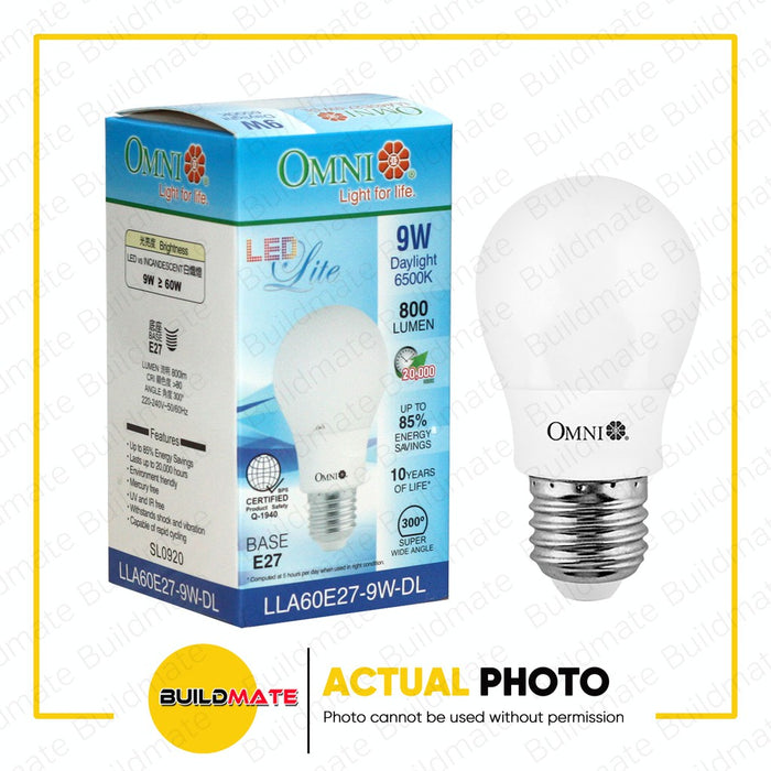 OMNI LED Lite Bulb 9W  Set of 6 DAYLIGHT | WARM WHITE SOLD PER SET •BUILDMATE•