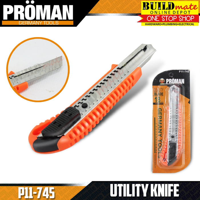 PROMAN Utility Knife 18mm Wide Blade P11-745 •BUILDMATE•