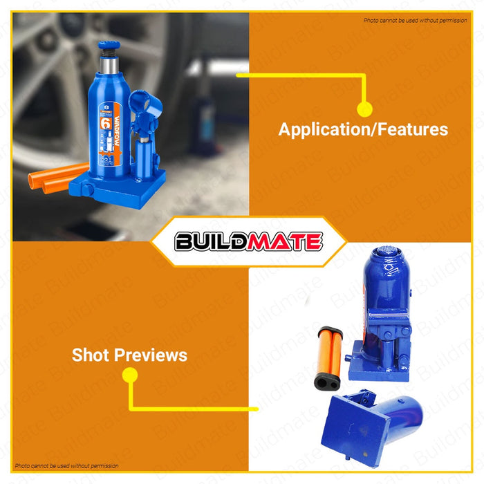 WADFOW 6 TONS Hydraulic Bottle Jack Welded Bottle Jack 6 Ton Easy Lifting WHJ1506 •BUILDMATE• WHT