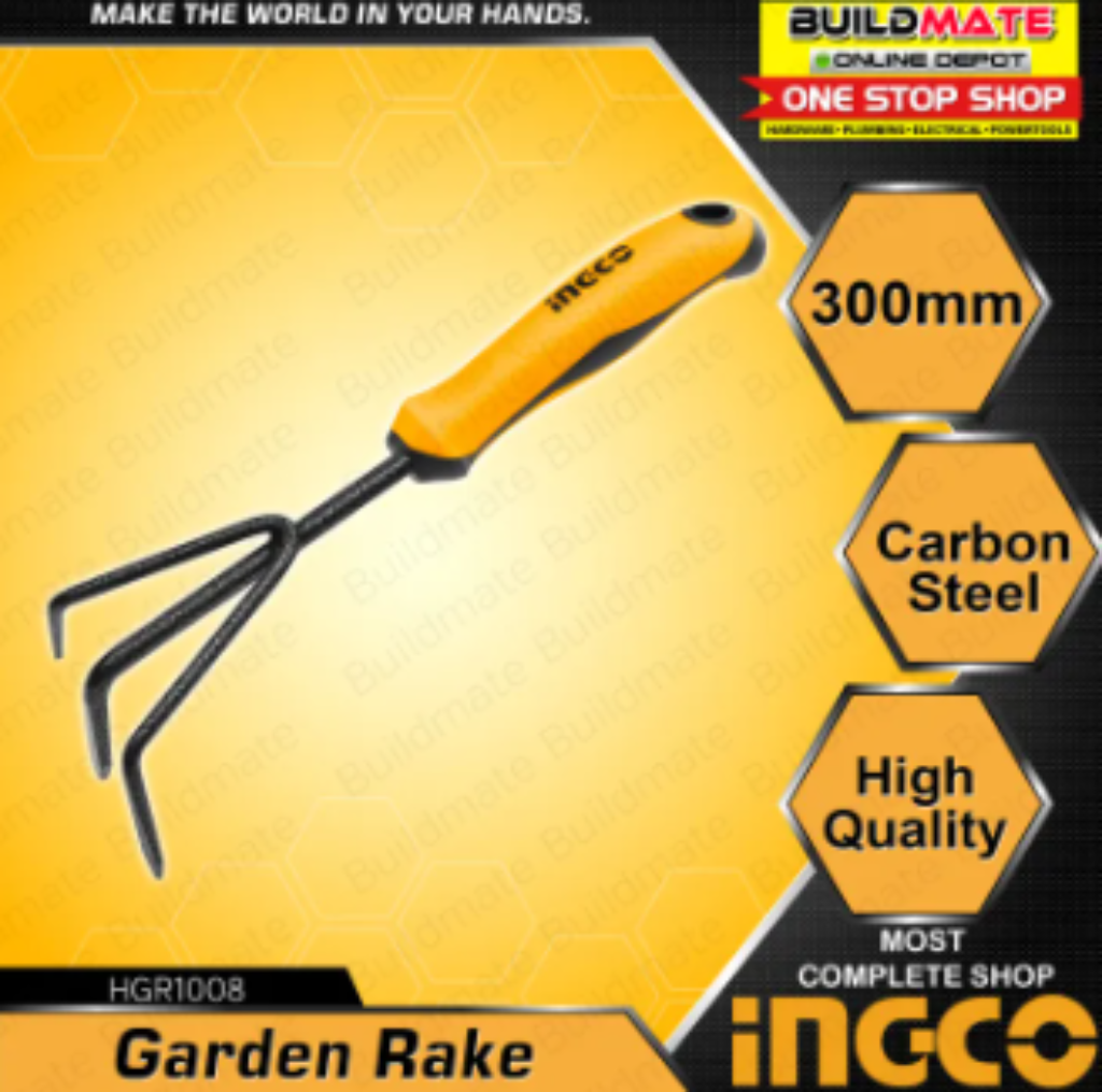 INGCO Garden Rake 300mm Carbon Steel HGR1008 IHT — Buildmate