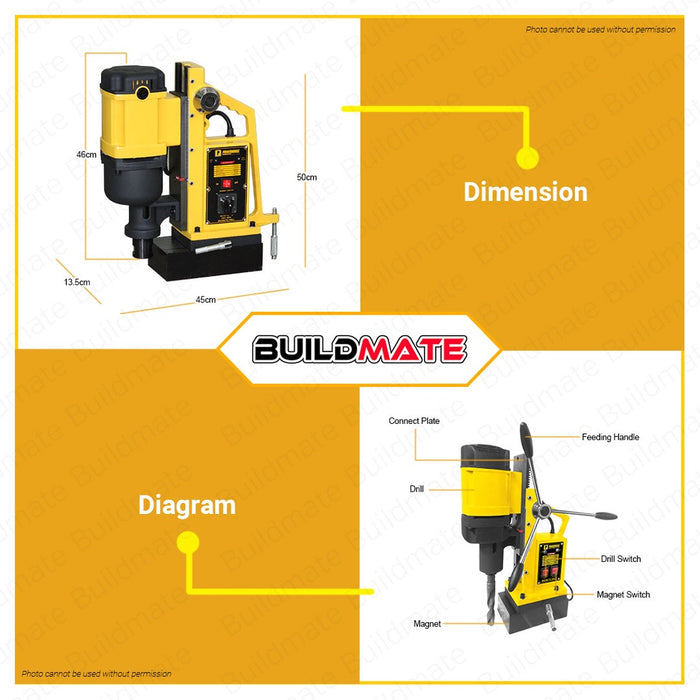 POWERHOUSE USA Magnetic Core Drill 32mm 1600W 100% Copper Portable Heavy Duty Drill PH-MD32MM PHPT