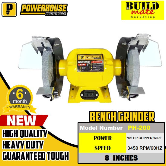BUILDMATE Powerhouse Bench Grinder PURE COPPER 8" | 10" (1HP) - PHPT