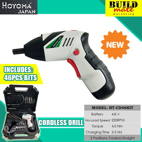 BUILDMATE Hoyoma 4.8V Cordless Drill with 46pcs Bits HT-CD46KIT HYMPT