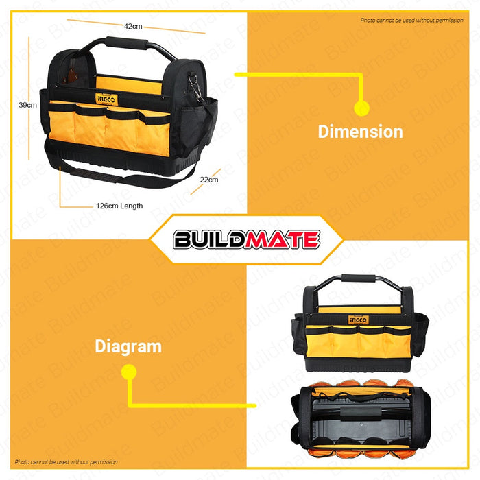 BUILDMATE Ingco 16" Inch Tool Bag Baggage Organizer Storage Box Multi-purpose Polyester Bag - IHT