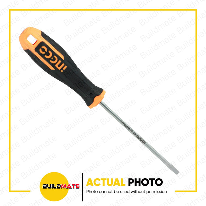 BUILDMATE Ingco Slotted Flat Screwdriver SL4x100mm S2 Magnetic Flathead Round Shank Screw Driver Repair Hand Tools SOLD PER PIECE - IHT