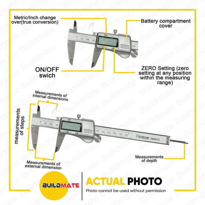 HOTECHE Digital / Vernier Caliper 6" HTC-284315 •BUILDMATE•
