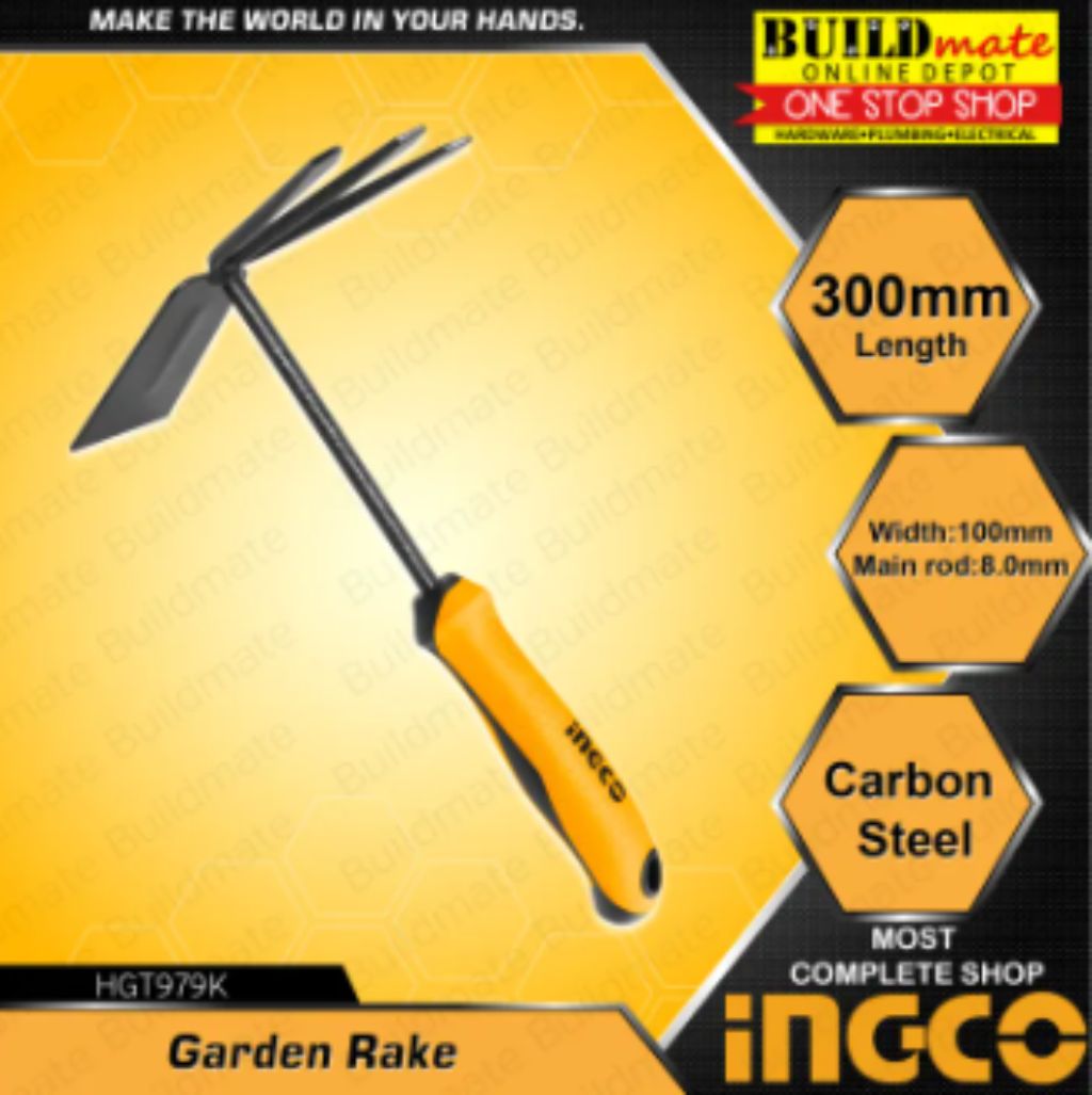 INGCO Garden Rake 300mm HGT979K •BUILDMATE• IHT — Buildmate