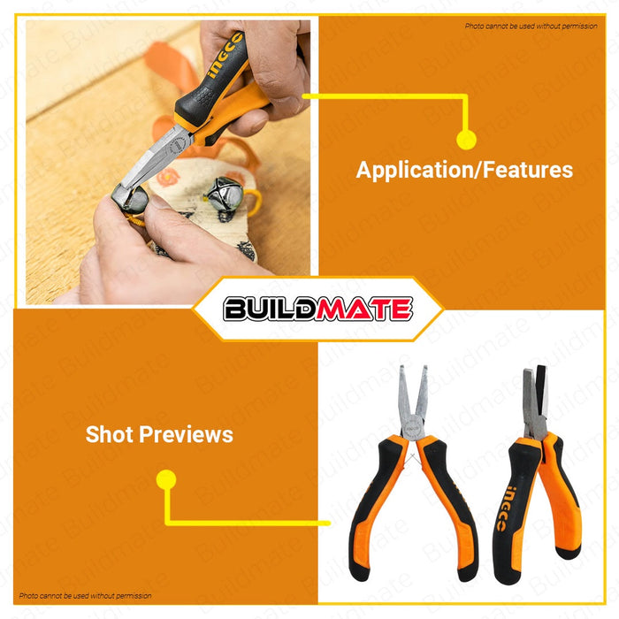 INGCO Mini Flat Nose Pliers 4.5" 115mm HMFNP08115 •BUILDMATE• IHT
