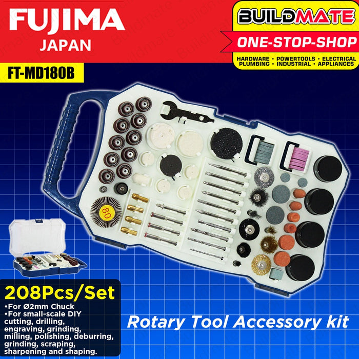 FUJIMA 208 PCS Rotary Tool Kit Accessories for Mini Drill Rotary Die Grinder FT-RTAK208 •BUILDMATE•