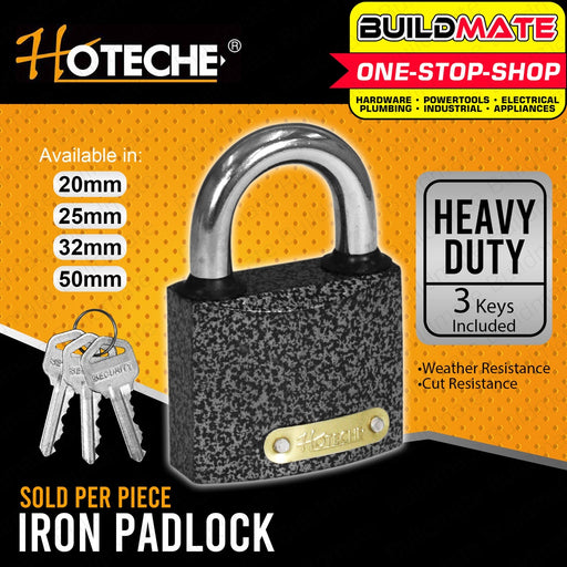 Hoteche Iron Padlock Pad Lock with 3 Keys Heavy Duty SOLD PER PIECE •BUILDMATE•