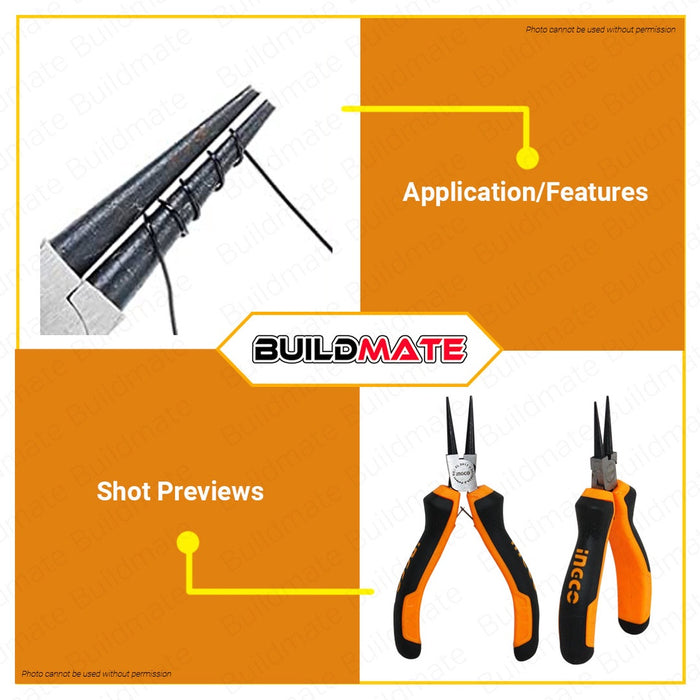 INGCO Mini Round Nose Pliers 4.5" 115mm HMNP08115 •BUILDMATE• HT2