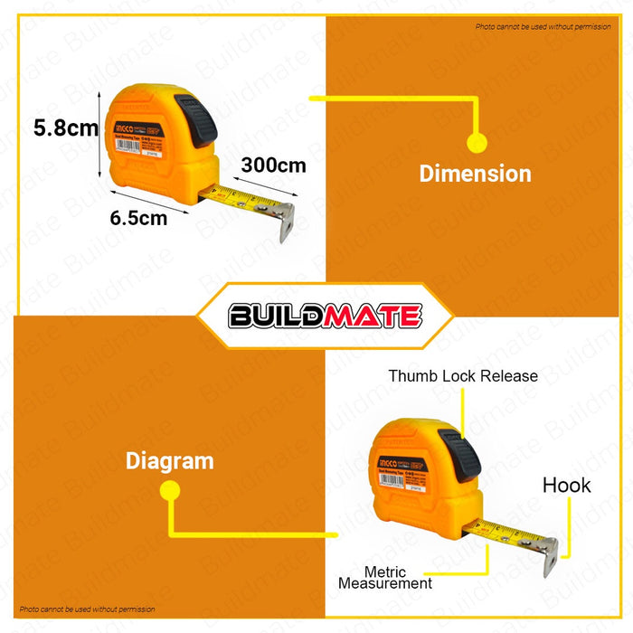 INGCO Steel Tape Measure Measuring Tape with Metric & Inch Super Select 3 METERS | 5 METERS HT2