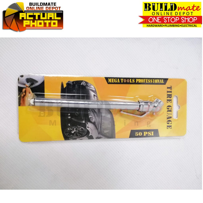 MEGA Pencil Type Tire Gauge 50PSI •NEW ARRIVAL!• •BUILDMATE• 
