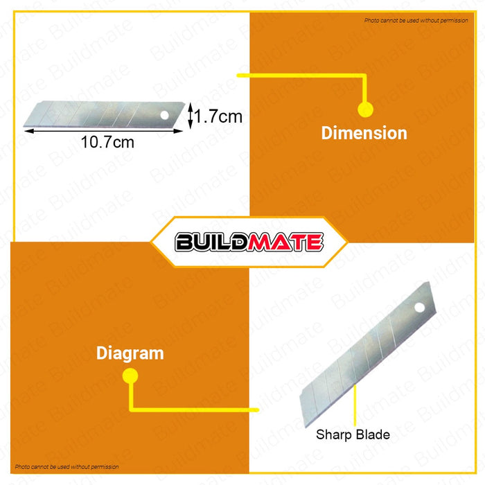 HOTECHE Utility Knife Cutter Blade Blades Only 10 pcs 18mm HTC-311018 / AUTHENTIC •BUILDMATE•
