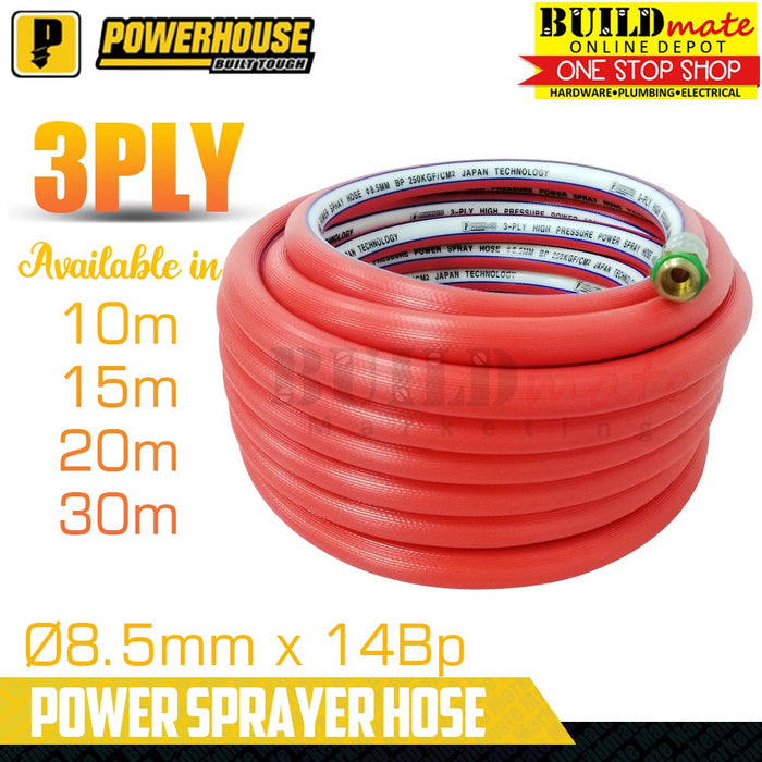 POWERHOUSE 3-PLY Pressure Washer Power Sprayer Hose (RED) Ø8.5mm 50M | 100M •BUILDMATE• PHI