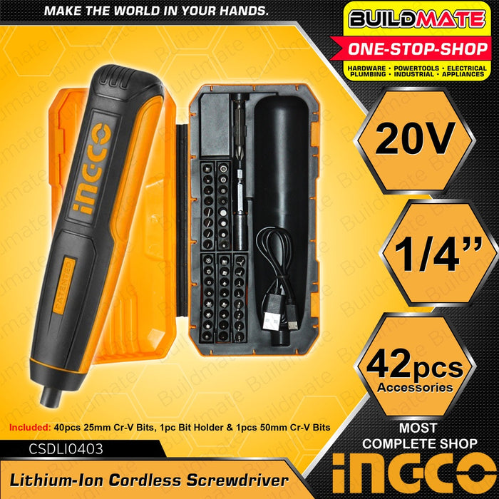 INGCO Lithium-Ion Cordless Screwdriver Handy Screw Driver Hand Tools 4V CSDLI0401 | CSDLI0403 ICPT