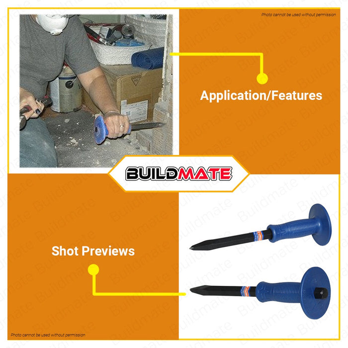 WADFOW Concrete Chisel 18mm Pointed Concrete Chisel With Hand Protection WCC1304 •BUILDMATE• WHT