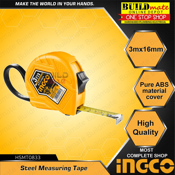 INGCO 5 Meters Self Lock Function Steel Measuring Tape Measure 5Mx19mm HSMT26519 | HSMT08352 IHT