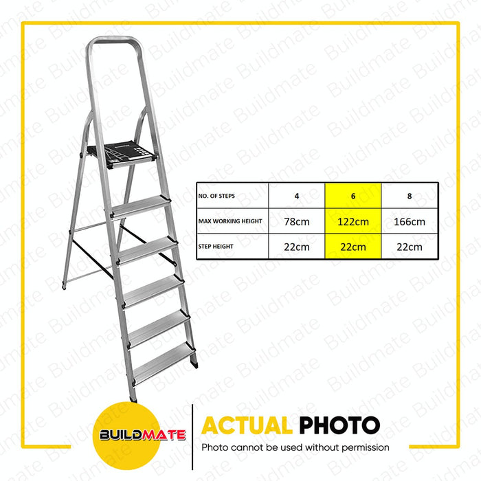 GREENFIELD 6 STEP Aluminum Home Ladder AFC0106C- 06-04-00006 •BUILDMATE•