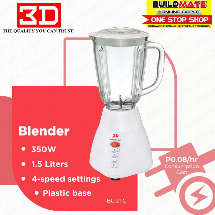 3D 4-Speed Blender 1.5L 350W BL-211G •BUILDMATE•
