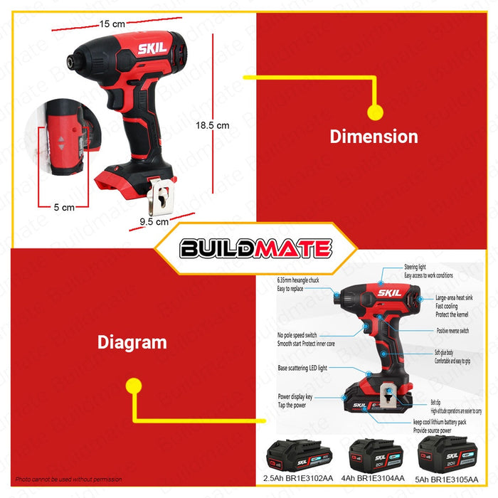 SKIL Cordless Impact Drill/Driver 20V BL SD1E3210CA BARE UNIT ONLY •BUILDMATE•