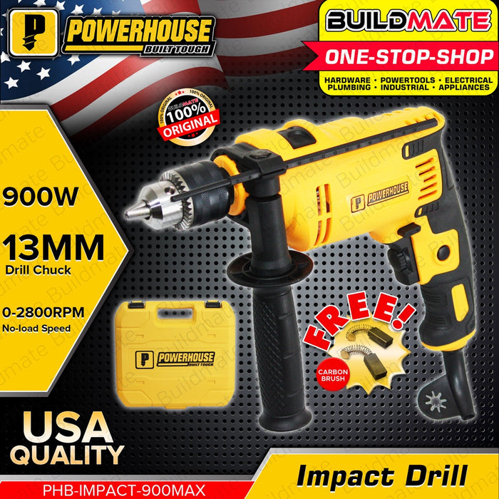 BUILDMATE Powerhouse Impact Drill Driver 900W 13mm with Carrying Case PHB-IMPACT-900MAX - PHPT