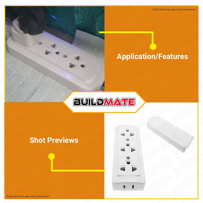 OMNI Surface Convenience Outlet w/Ground 3 Gang WSG-003 •BUILDMATE•