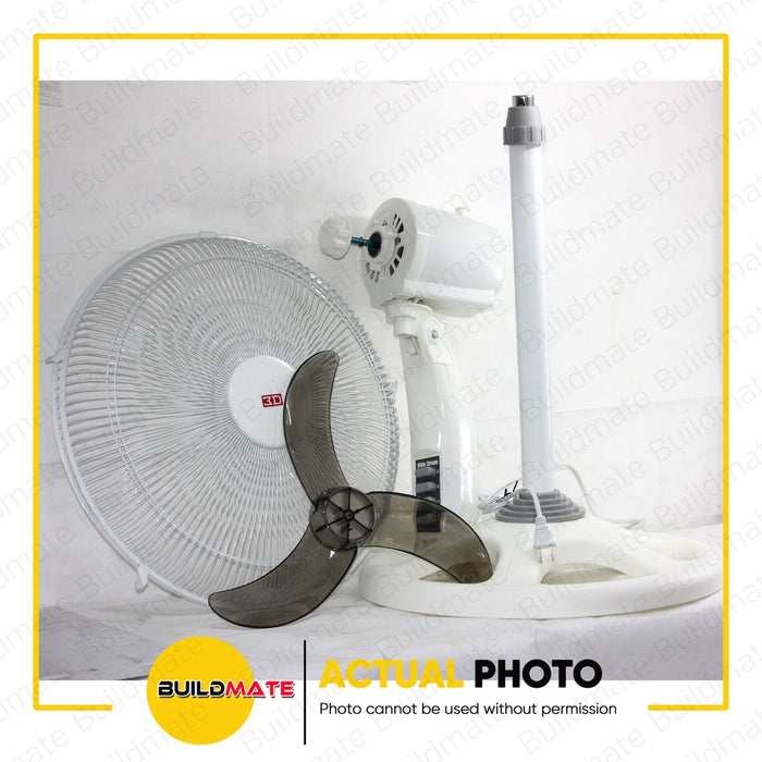 3D 16" White Stream Electric Stand Fan 3 Speed Control SF40WS •BUILDMATE•