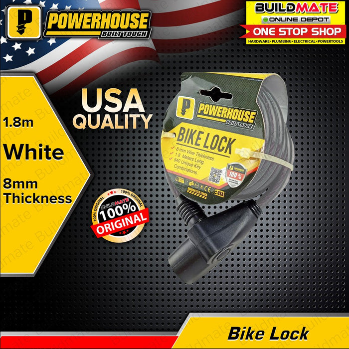 POWERHOUSE Bike Lock 1.8m RED | BLUE | BLACK | WHITE SOLD PER PIECE •BUILDMATE• PHHT