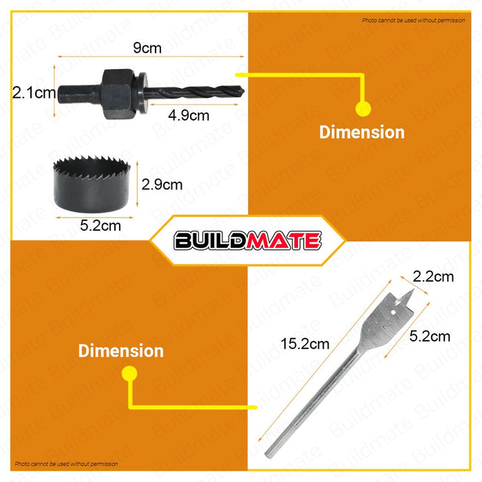 HOYOMA JAPAN / PROMAN 3PCS Lock Installation Kit SET Hole Saw HOLE SAW H-ZK03 / RR-550 - BUILDMATE