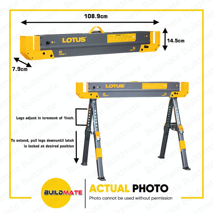 BUILDMATE Lotus Sawhorse Jobsite Table Wood Working Stand Lightweight Folding Work Table Workbench and Saw Horse LT700SHX | FX500-PRO