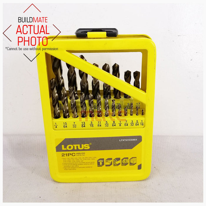 LOTUS HSS-CO Drill Bit 21PCS/SET For Wood , PVC , Metal LTXT21CDBX •BUILDMATE• LPA