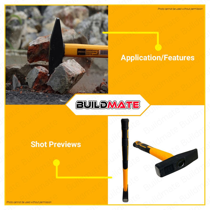 INGCO 100G 200G 300G Machinist Hammer Drop-forged Carbon Steel Hammerhead Fiberglass Handle SUPER SELECT SOLD PER PIECE HMHS81001 HMHS82001 HMHS83001 •BUILDMATE• IHT