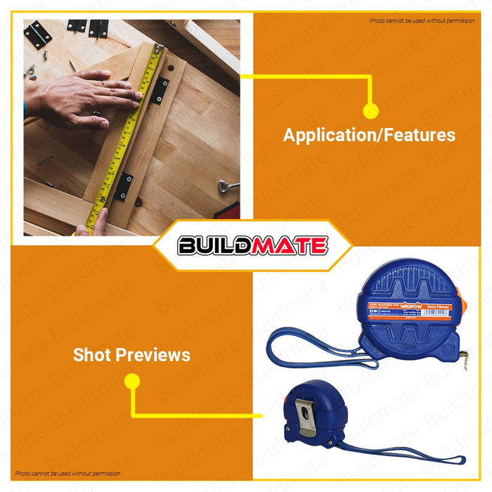 WADFOW Steel Measuring Tape 5m x 19mm Metric & Inch Measure Tape Tool WMT4320 •BUILDMATE WHT