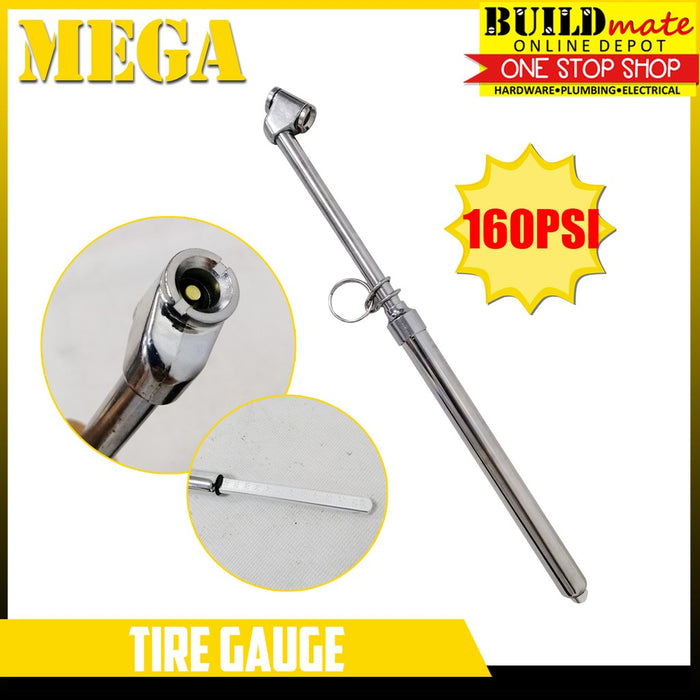 MEGA Pencil Type Tire Gauge 160PSI •NEW!• •BUILDMATE• 