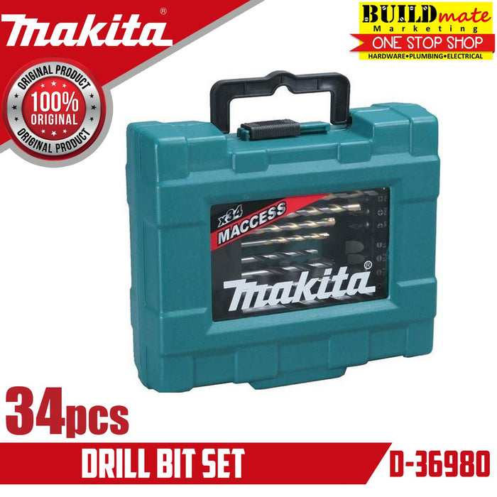 BUILDMATE Makita 34PCS/SET Drill Bit with Case Hand Tool SOLD PER SET D-36980